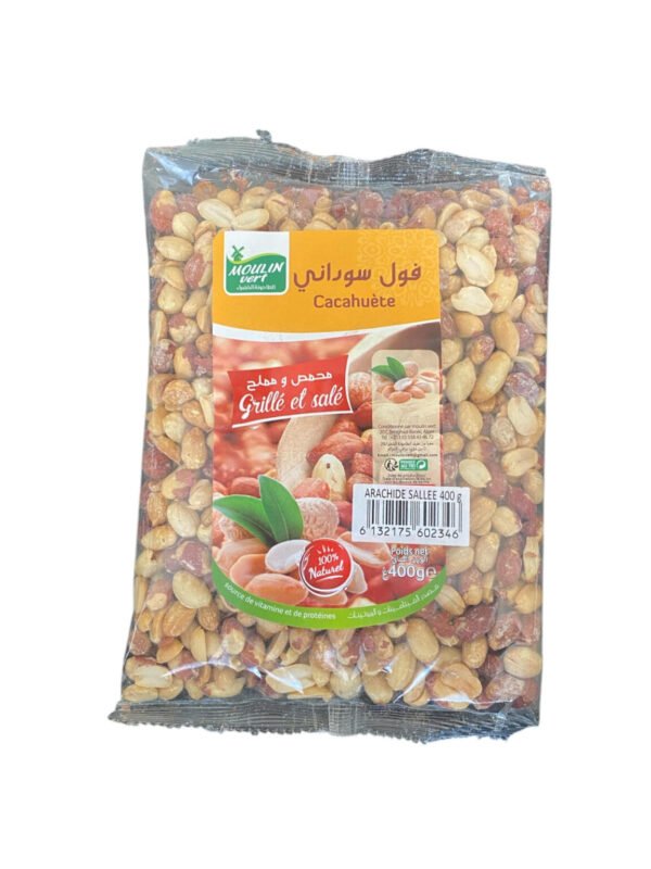 Cacahuètes salées et grillées Moulin Vert – 400g