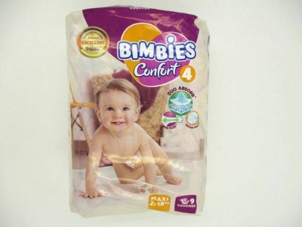 Couches bébé BIMBIES – CONFORT -N4 – 9pcs