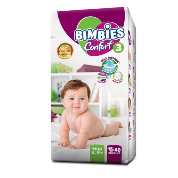 Couches bébé BIMBIES- CONFORT – N3 – 40pcs