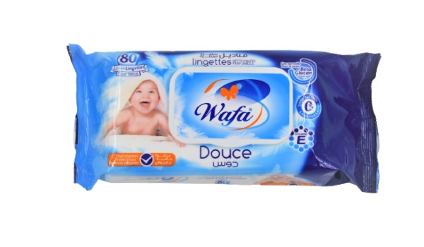 Lingettes Wafa Douce -bleu- 80pcs – avec couv