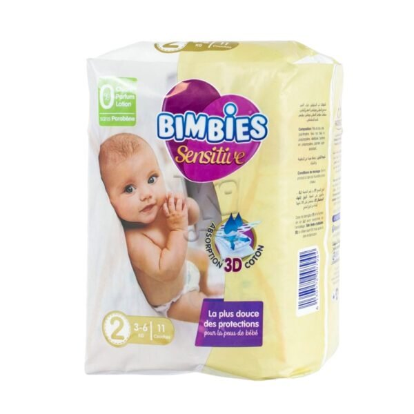 Couches bébé Bimbies Sensitive – N2 – 11pcs