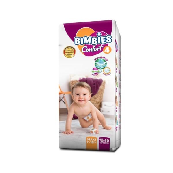 Couches bébé BIMBIES -CONFORT – N4- 40pcs